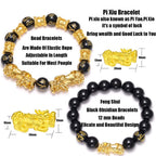 SOOWOOT Feng Shui Wealth and Luck Bracelet for Men and Women: 3Pcs Set with Pixiu and Black Obsidian, Brings Prosperity, Offers Protection, Attracts Good Fortune and Repels Evil Spirits