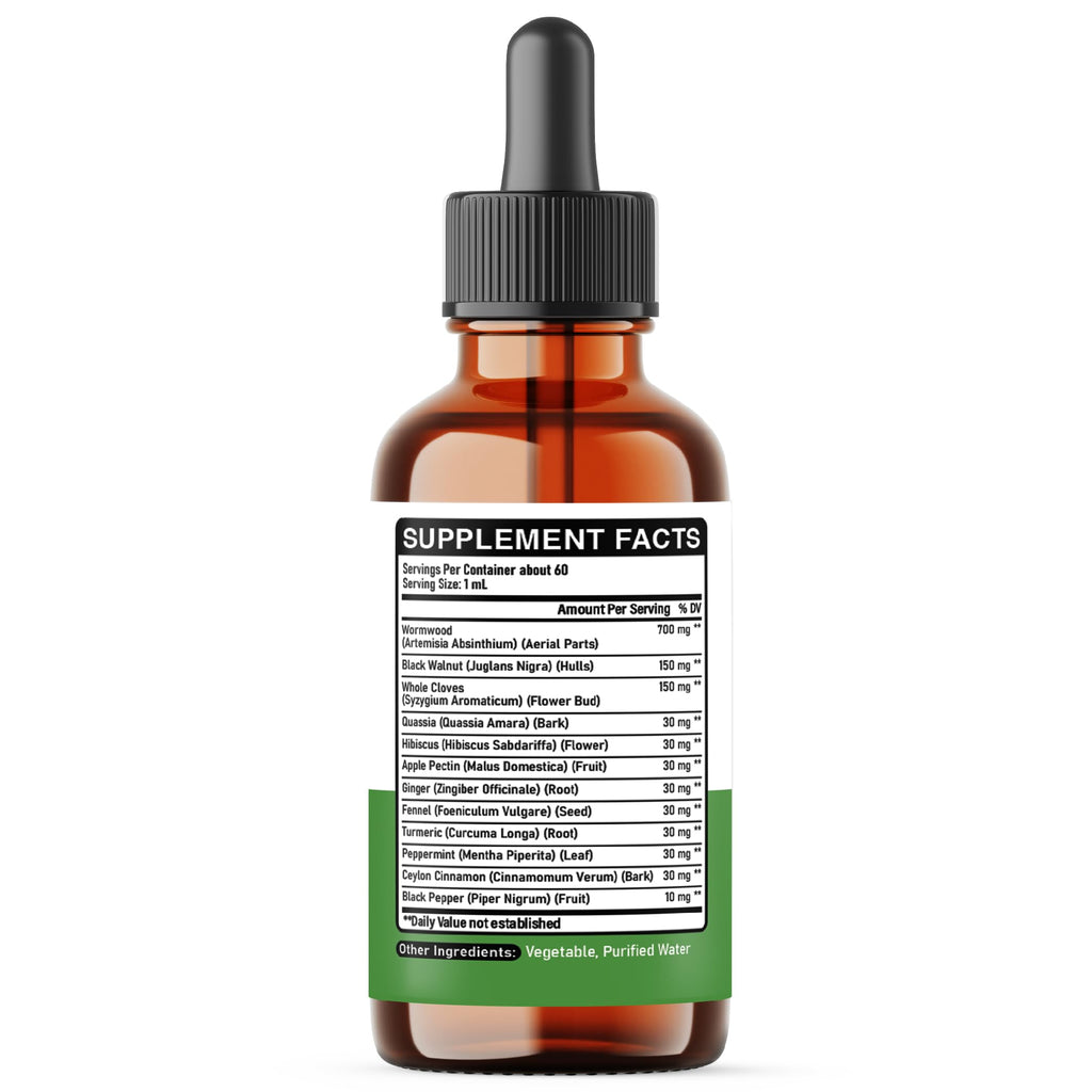 DEDICAD 12in1 Wormwood Liquid Drops - Black Walnut Wormwood Tincture Liquid Extract Whole Cloves and 9 More Herbs - 60 Days Supply