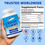 ZERBI Cruise Gummies, Immune Support, Travel Immunity Defense & Energy, with Vitamin C, Zinc, Elderberry, 60 Chewable Gummies
