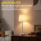 Kakanuo Rechargeable Cordless Table Lamp Silver - 2 Pack 4000mAh Battery Operated Lamp, 3000K Warm Light, Touch Control Stepless Dimming, for Bedside, Dining Table, Home Decor