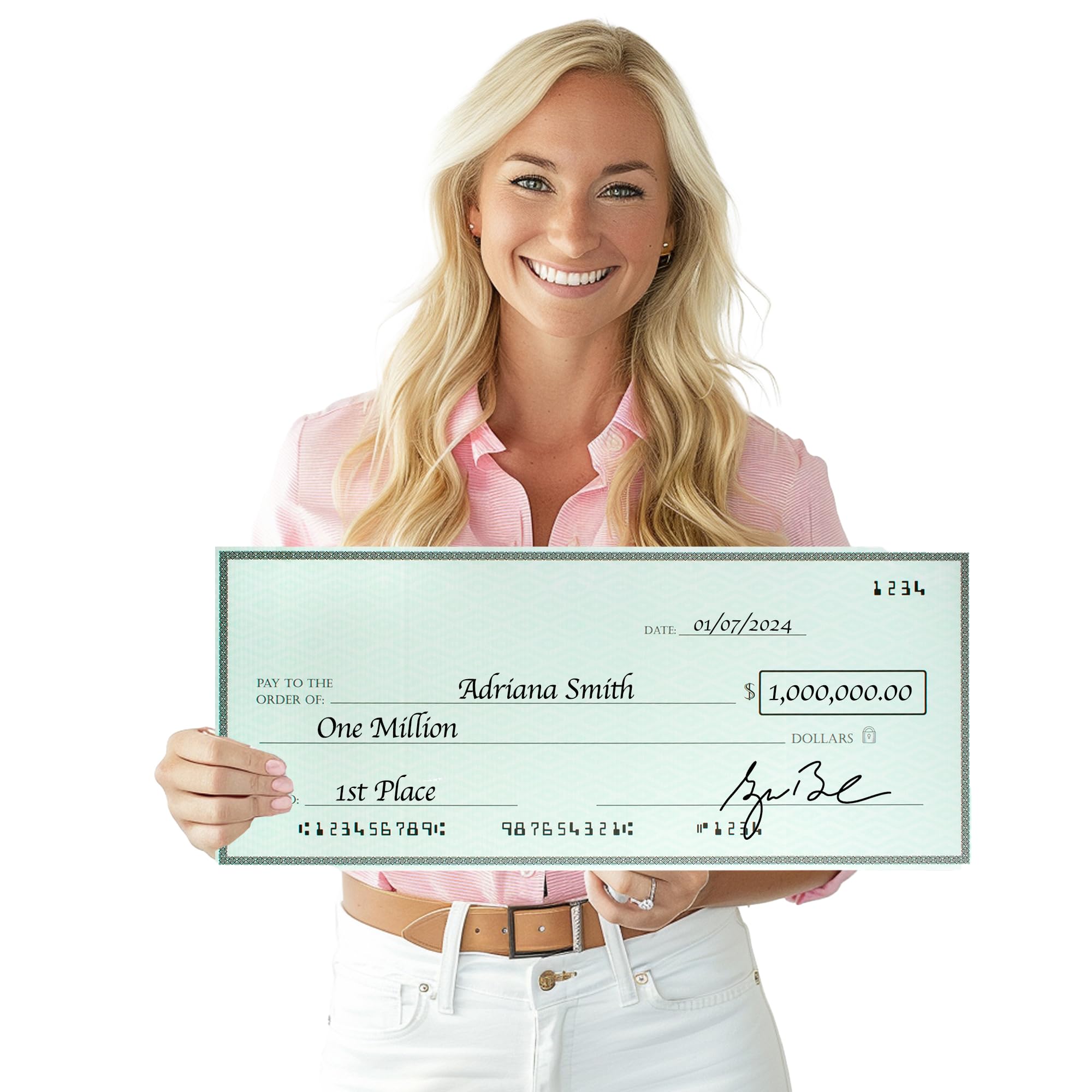 Giant Check (23.5 x 12.5 inches - Medium Size) - Big Checks for Presentations, Awards, Donations, Ceremonies and Events