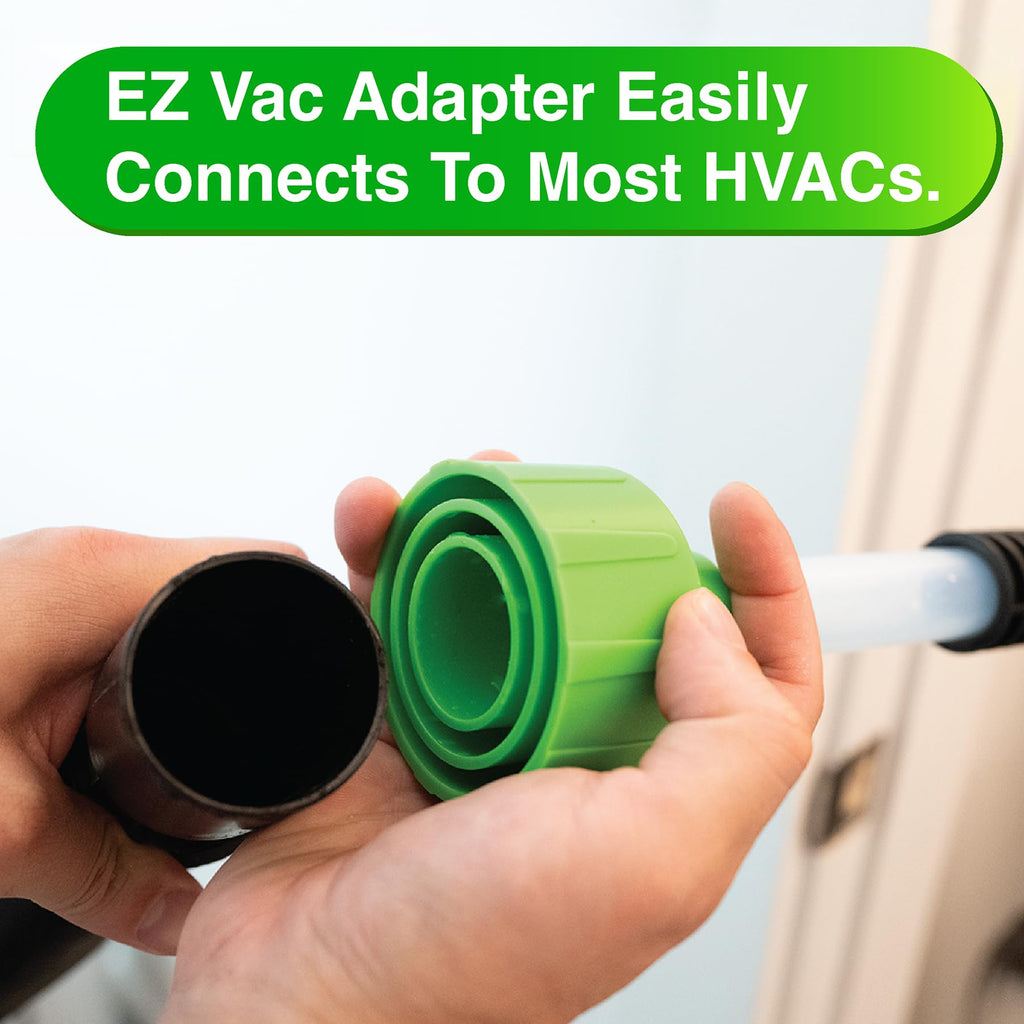 EZVAC - AC Drain Line Cleaner Adapter Evacuates & Unclog AC Drain Line - HVAC to PVC AC Drain Line Cleaner Tool - Universal Fit AC Drain Line Unclogger - AC Drain Line Cleaning Tool - Clear Visibility