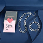 LANE WOODS Chunky Gold Necklace and Bracelet Set for Women, Paperclip Chain