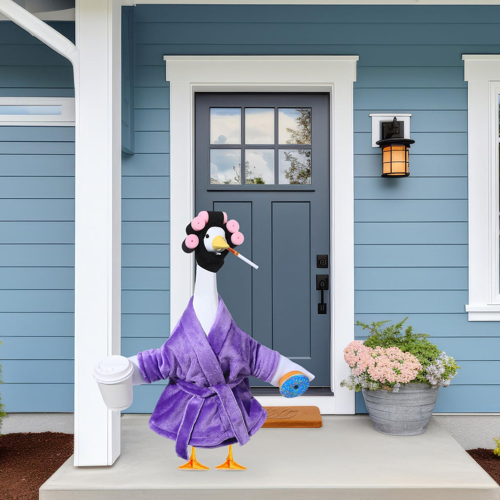 Old Lady Porch Goose Outfits 23 in Bathrobe Lawn Goose Costume Set Purple