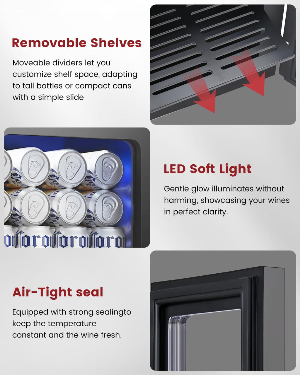 Feelfunn 24 Can Beverage Refrigerator, Mini Fridge, Black