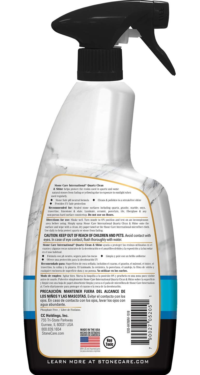 Stone Care International Quartz Cleaner and Polish - 24 Ounce (2 Pack) - Clean & Shine Your Quartz Countertops Islands and Stone Surfaces with UV Protection
