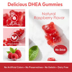 HFELIZ DHEA Supplement for Women, DHEA 25mg Gummies with B6, B12, Folate and Chasteberry for Energy Support, Vegan, Raspberry Flavor, 60 Count