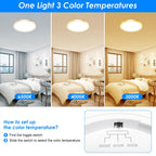 Peasur 12 Inch LED Ceiling Light Gold, 24W Slim Flush Mount Ceiling Light 3000K/4000K/6500K Adjustable, Modern Round Ceiling Lighting for Bedroom, Living Room, Kitchen(2 Pack)