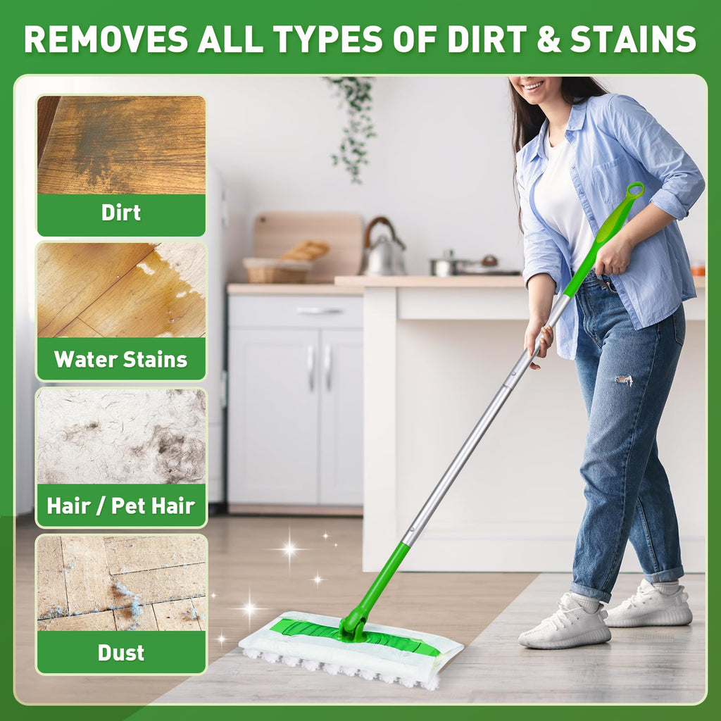 NXPPYY 100ct Dry Sweeping Cloths for Swiffer Sweeper Mop, Heavy Duty Microfiber Duster Mop Pad Refills, Captures Dust & Pet Hair, for Hardwood Floors and Multi-Surface Cleaning
