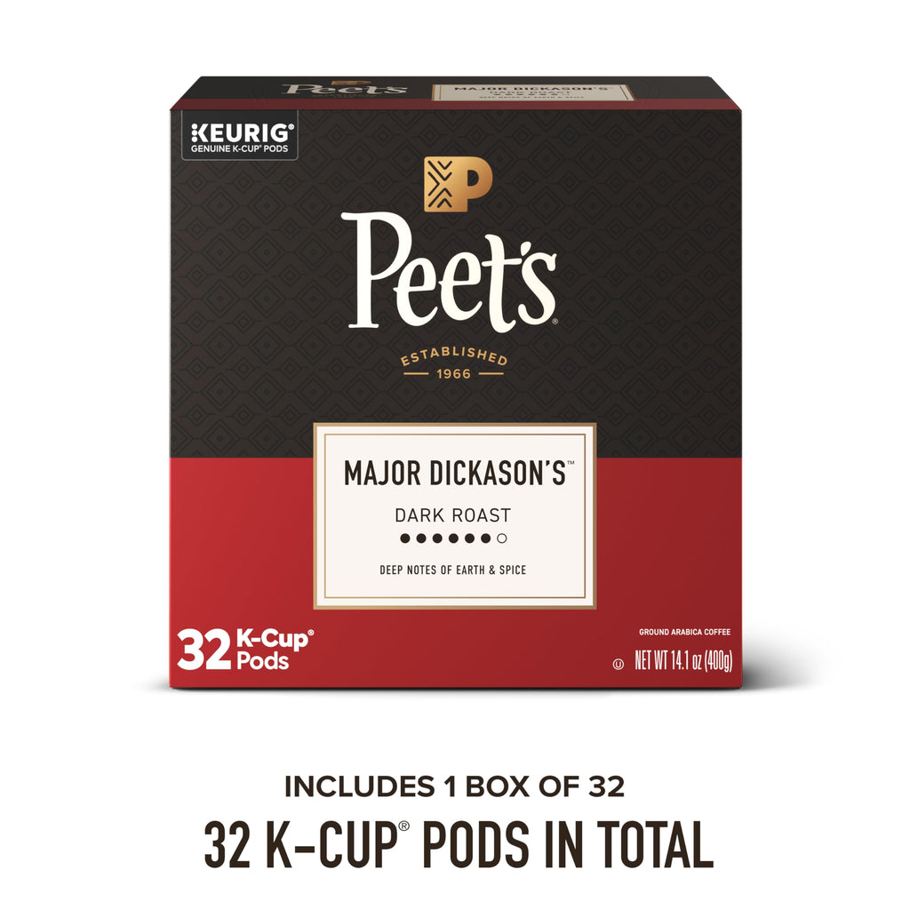 Peet's Coffee Coffee Pods, Dark Roast, Major Dickason's Blend, 32 K Cups