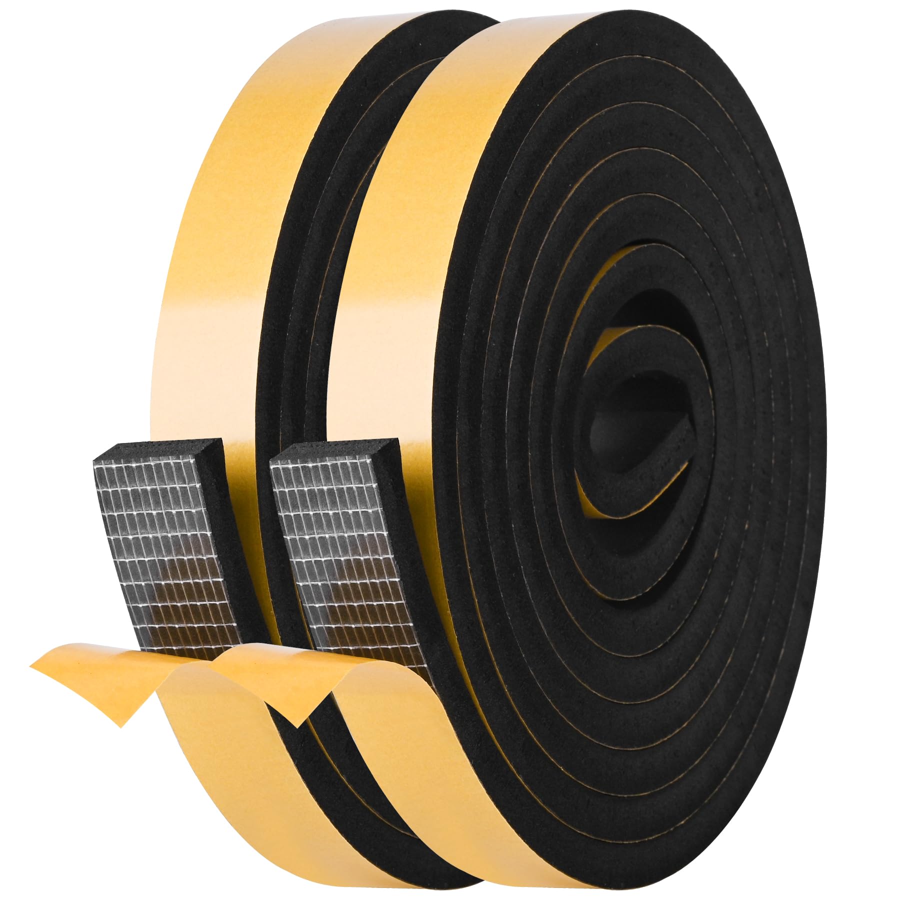 Self Adhesive Foam Tape Weatherstrip 1in x 3/8in x 33Ft High Density Foam Insulation Strips Foam Seal Weather Stripping with Strong Adhesive for Door and Window Sound Isolation Soundproofing
