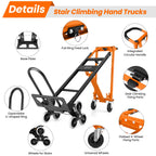 4-in-1 Hand Truck Dolly Heavy Duty Industrial Convertible, 1000 LBS Stair Climbing Cart Utility Cart Converts from Hand Trucks Dolly to Platform Cart Folding Stair Climbing Cart (Orange)