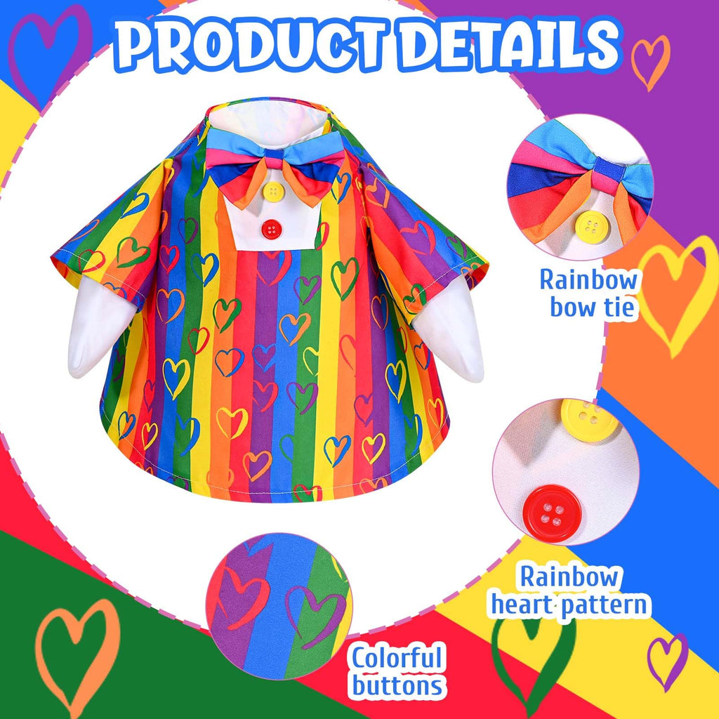 Rainbow Pride Goose Outfit Porch Goose Pride Outfits LGBTQ Goose Outfit with Love Print Rainbow Clothes Hat Bow Flag Fits 23'' Geese Statue for Pride Month Indoor Outdoor Garden Lawn Patio Yard Decor