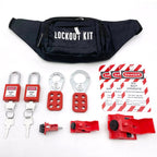 Lockout Tagout Kit - Clamp-On Circuit Breaker, Group Hasps, Tag, Universal Multi-Pole Breaker With Pocket Bag (Black Kit)