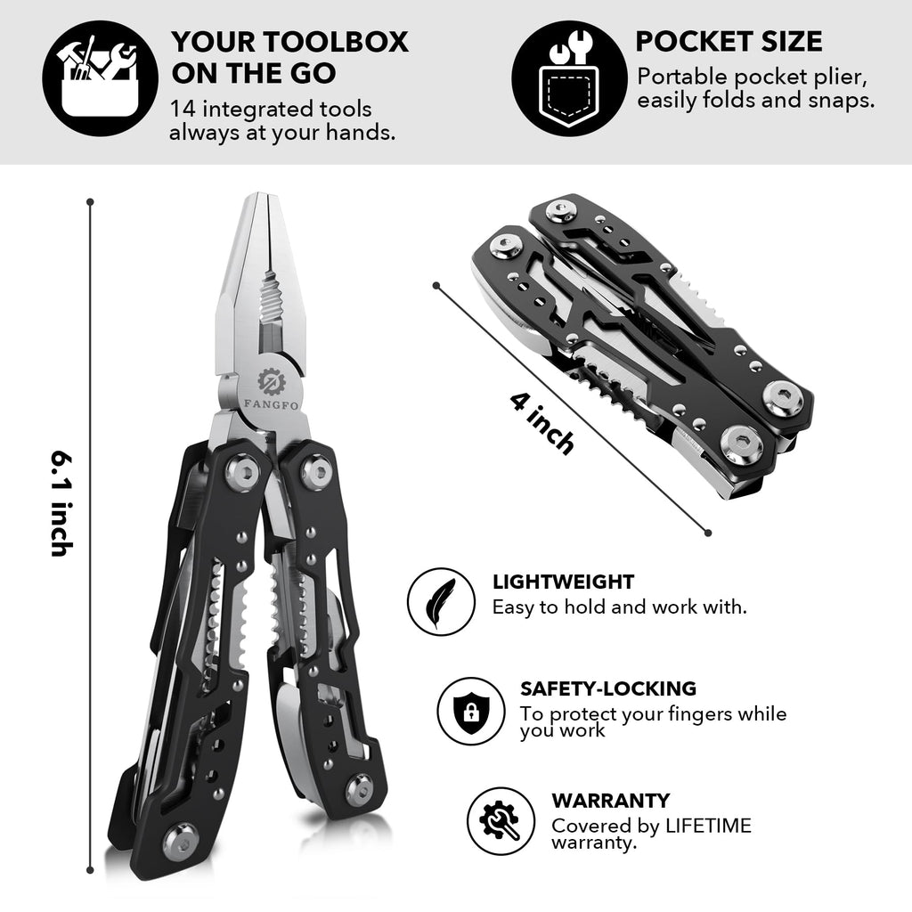 14-In-1 Multitool with Safety Locking, Professional Stainless Steel Multitool Pliers Pocket Knife, Bottle Opener, Screwdriver with Nylon Sheath ，Apply to Survival,Camping, Hunting and Hiking 10 Pcs
