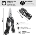 14-In-1 Multitool with Safety Locking, Professional Stainless Steel Multitool Pliers Pocket Knife, Bottle Opener, Screwdriver with Nylon Sheath ，Apply to Survival,Camping, Hunting and Hiking 10 Pcs