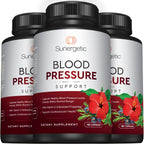 Sunergetic Premium Blood Pressure Support Supplement for Cardiovascular & Heart Health with Garlic, Hawthorn & Hibiscus (180 Capsules)