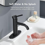 WINKEAR Black Bathroom Faucet, Single Hole Bathroom Faucet Stainless Steel