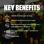 BARE PERFORMANCE NUTRITION BPN Electrolytes Hydration Drink Mix | Sugar Free Electrolyte Powder | 500mg Sodium per Serving | Naturally Sweetened | Mango, 50 Servings