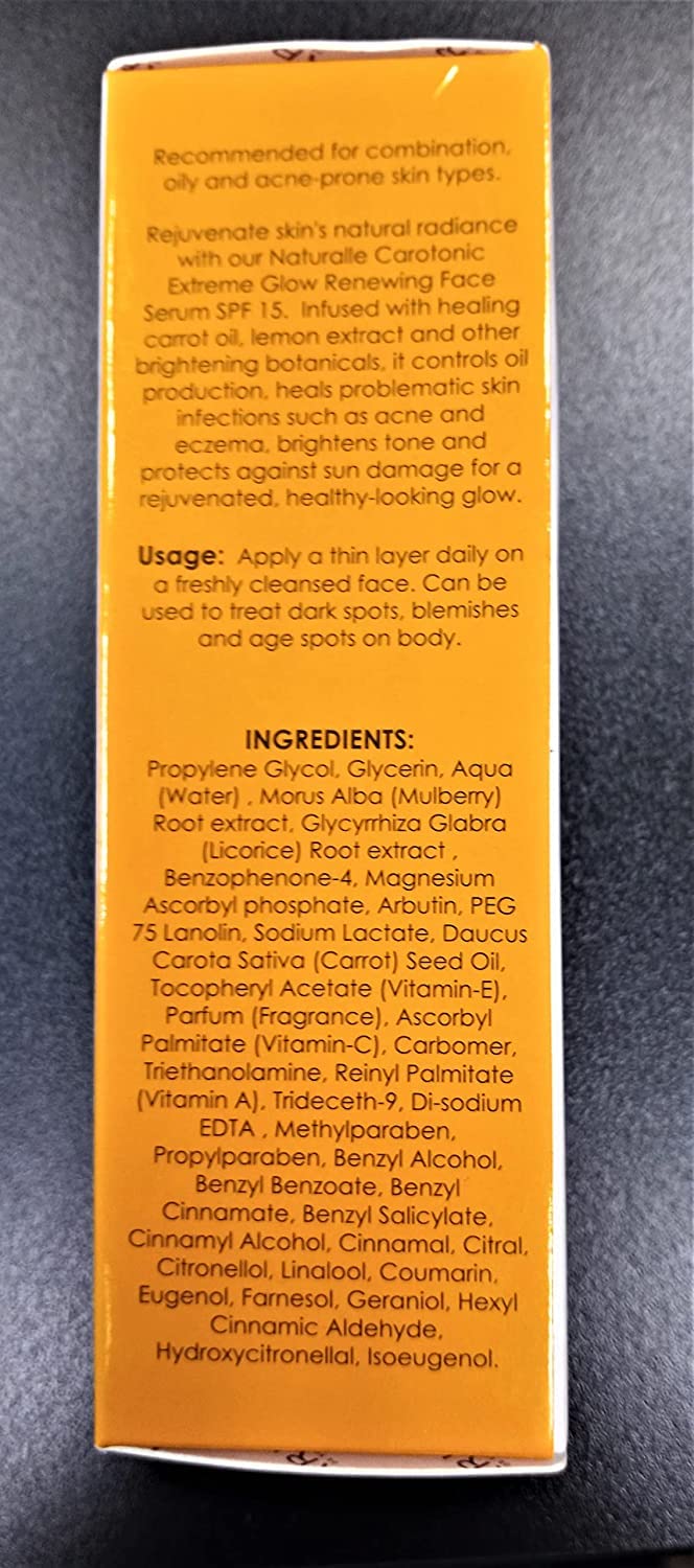 Makari Naturalle Carotonic Extreme Brightening Serum SPF15 (1.7 oz) | Helps Improve the Look of Blemishes & Uneven Areas | Brightening & Smoothing Formula with Antioxidant Support