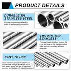 uxcell 304 Stainless Steel Tube, 16mm ID 22mm OD 250mm Length Round Seamless Straight Steel Metal Capillary Pipe Tubing for Industry DIY Projects