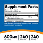 Nutricost Fadogia Agrestis (240 Capsules | 600 mg Per Serving) - Potent 10:1 Extract, Gluten Free, GMO Free Supplement