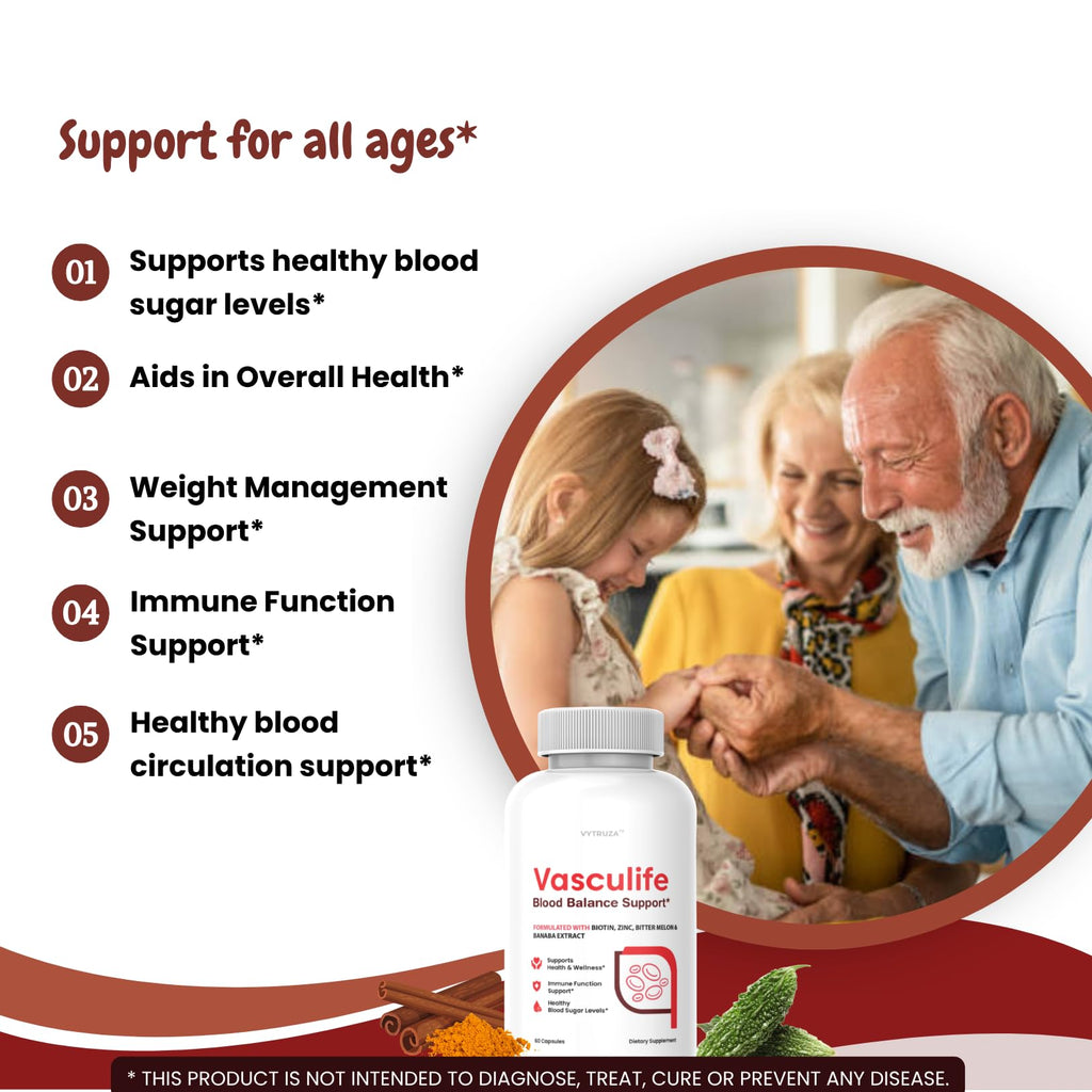 VYTRUZA Vasculife Blood Balance Support* - Vasculife Capsules Advanced Formula Blood Health Support Supplement Supports Blood Flow and Blood Circulation*, 60 Capsules