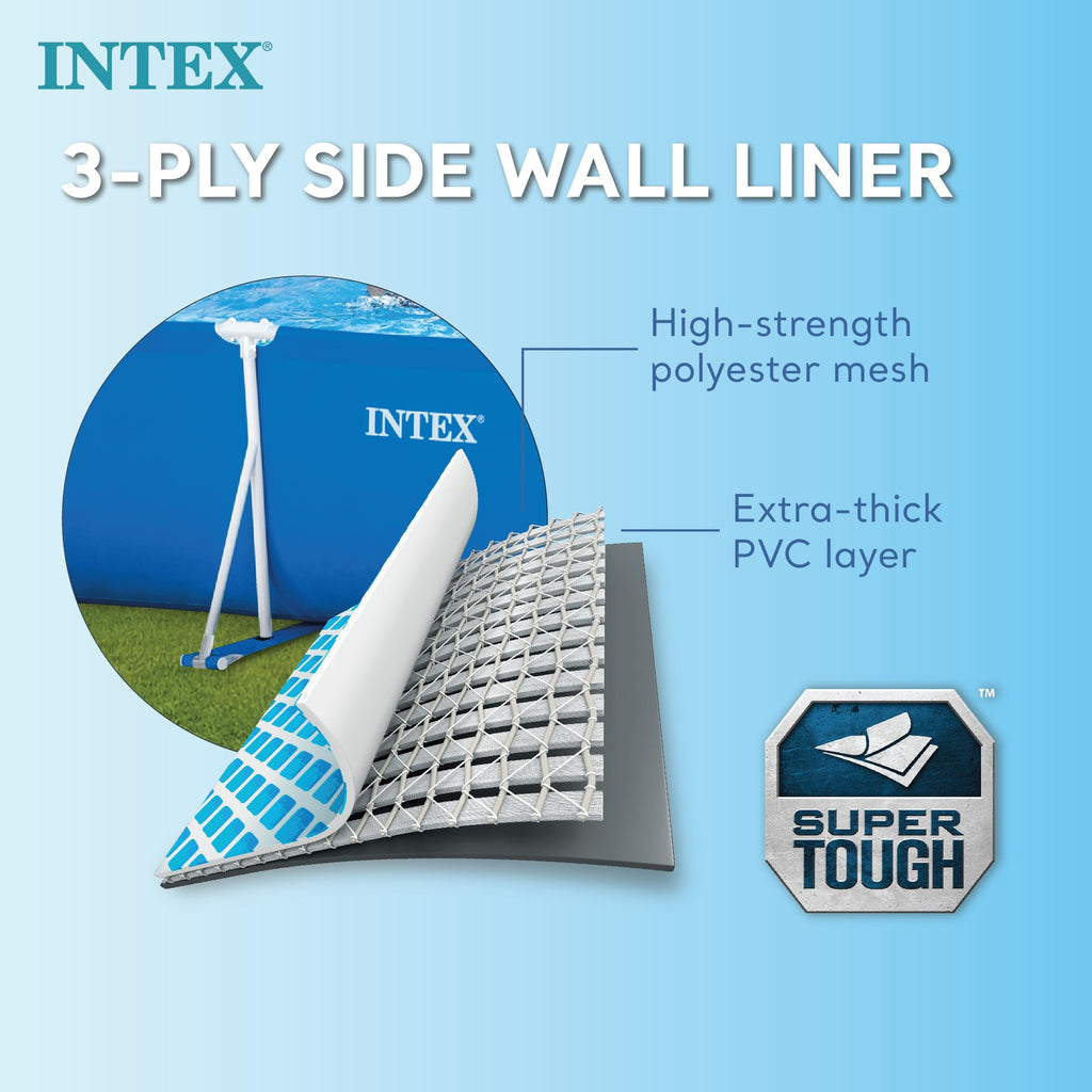 INTEX Rectangular Frame 7 ft 2 in x 4 ft 11 in x 23 in Above Ground Pool, Swimming Pool with Steel Frame, Pump Not Included