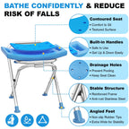 Medhelp Upgraded Folding Shower Chair, Stainless Steel Foldable Shower Seat for Inside Bathtub, Lightweight & Portable Travel Shower Stool, Anti-Slip Feet Bath Chair for Elderly, Disabled, Injured