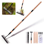 Gardenia 9-Tine Iron Weeding Rake, Heavy Duty Weed Puller for Garden Soil