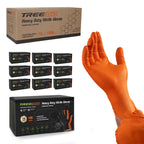 TREEGO Orange Nitrile Gloves 10 Mil Heavy Duty Disposable Latex Free Gloves – Diamond Grip Mechanic Gloves for Automotive Construction Work, Medium, 1000 Count Case