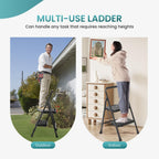 Smug Step Ladder, 2 Step Stool Foldable with Anti-Slip Pedal & Comfortable Handrail, 800lbs Capacity Sturdy Steel Ladder, Protable Heavy Duty Step Stool for Kitchen, Garage & Outdoor Use, Black