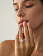 EAMTI 3CT Oval Cut CZ Engagement Rings for Women Halo Wedding Band Size 9