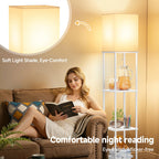 SHINE HAI Floor Lamps with Shelves for Living Room, 3-Tier Square Modern Standing Lamp with 3CCT Bulb, 11W 950LM Brightness, Tall Shelf Lamp for Bedroom, Office, Bookshelf & Display Organizer