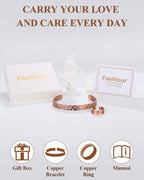 Fashtour Pure Copper Bracelet & Ring Set for Men & Women, Handmade