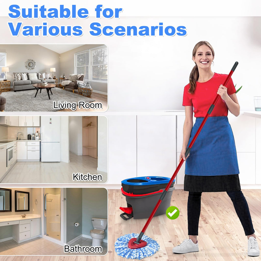 Mop Heads Replacements for Ocedar, 5 Pack Mop Replace Head for Ocedar RinseClean 2-Tank System, Spin Mop Replacement Head with 2 Scrubber Mop Head, Microfiber Mop Refills Deep Cleaning