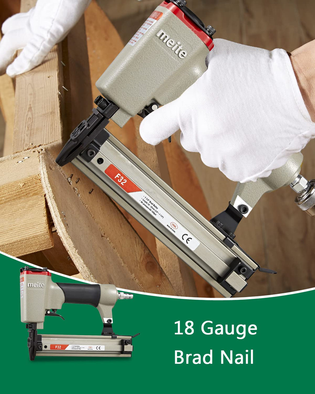 meite 18 Gauge Brad Nails 1-Inch Length F25, Galvanized Finish Ideal for Upholstery, Trims, Woodworking 5,000 PCS/Box (1 Box)