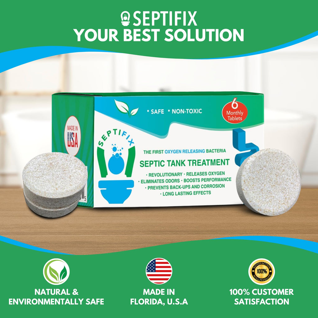 SEPTIFIX Septic Tank Treatment Tabs - Live Aerobic Bacteria Tablets For Your Septic Tank