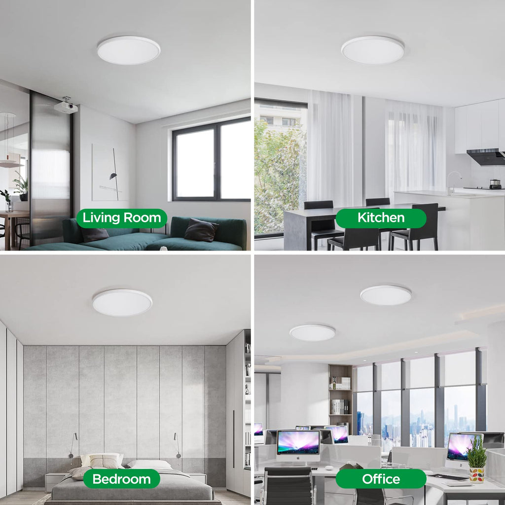 TALOYA 18 Inch Flush Mount Led Ceiling Light Fixture 5 Color Temperature Settings Round Surface Mounted Fixture Dimmable Ultra Slim Ceiling Lamp for Living Room
