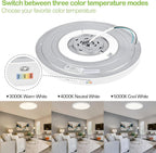 hykolity 18 Inch LED Round Flat Panel Light, White, 32W, 3200lm, 3000K/4000K/5000K CCT Selectable, 120°Beam Angle, Dimmable Edge-Lit Flush Mount Ceiling Light Fixture - ETL Listed