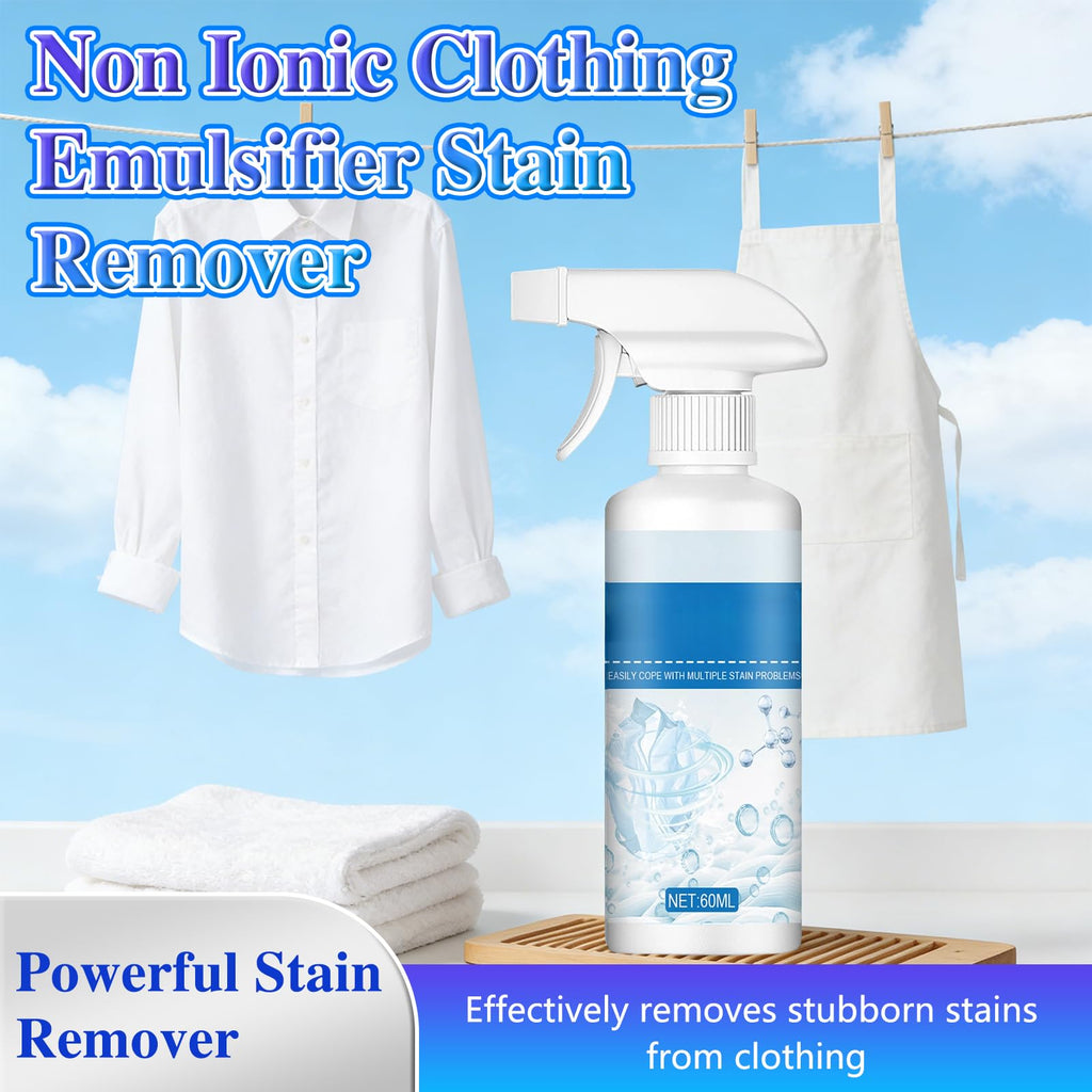 Non Ionic Clothing Emulsifier Stain Remover, Portable Dry Cleaning Stain Removal Spray, Powerful Laundry Stain Remover Spray, Active Enzyme Laundry For Clothes (2pc)