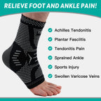 INDEEMAX Ankle Brace Compression Sleeve for Women & Men, Ankle Support Copper Infused Ankle Brace for Sprained Ankle, Plantar Fasciitis Sports, Achilles Tendonitis Pain Relief, Sliver Black, S