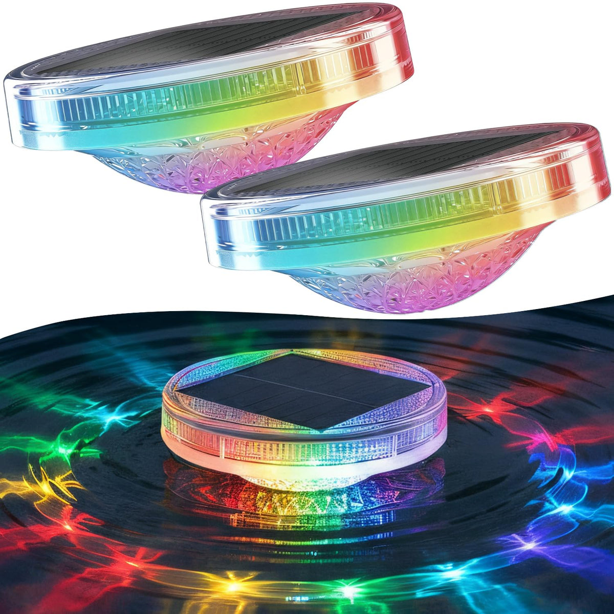 SIEDiNLAR Solar Floating Pool Lights with Remote, 12 Modes RGB Color ...