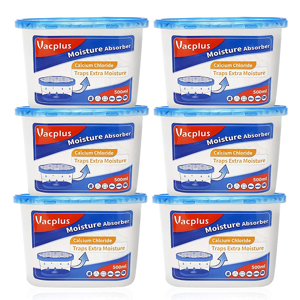 Vacplus Moisture Absorbers 6 Pack, Portable Humidity Absorber Boxes for Your Bathroom, Closet & Car, Dehumidifier with Fragrance Free, 10.5 Oz