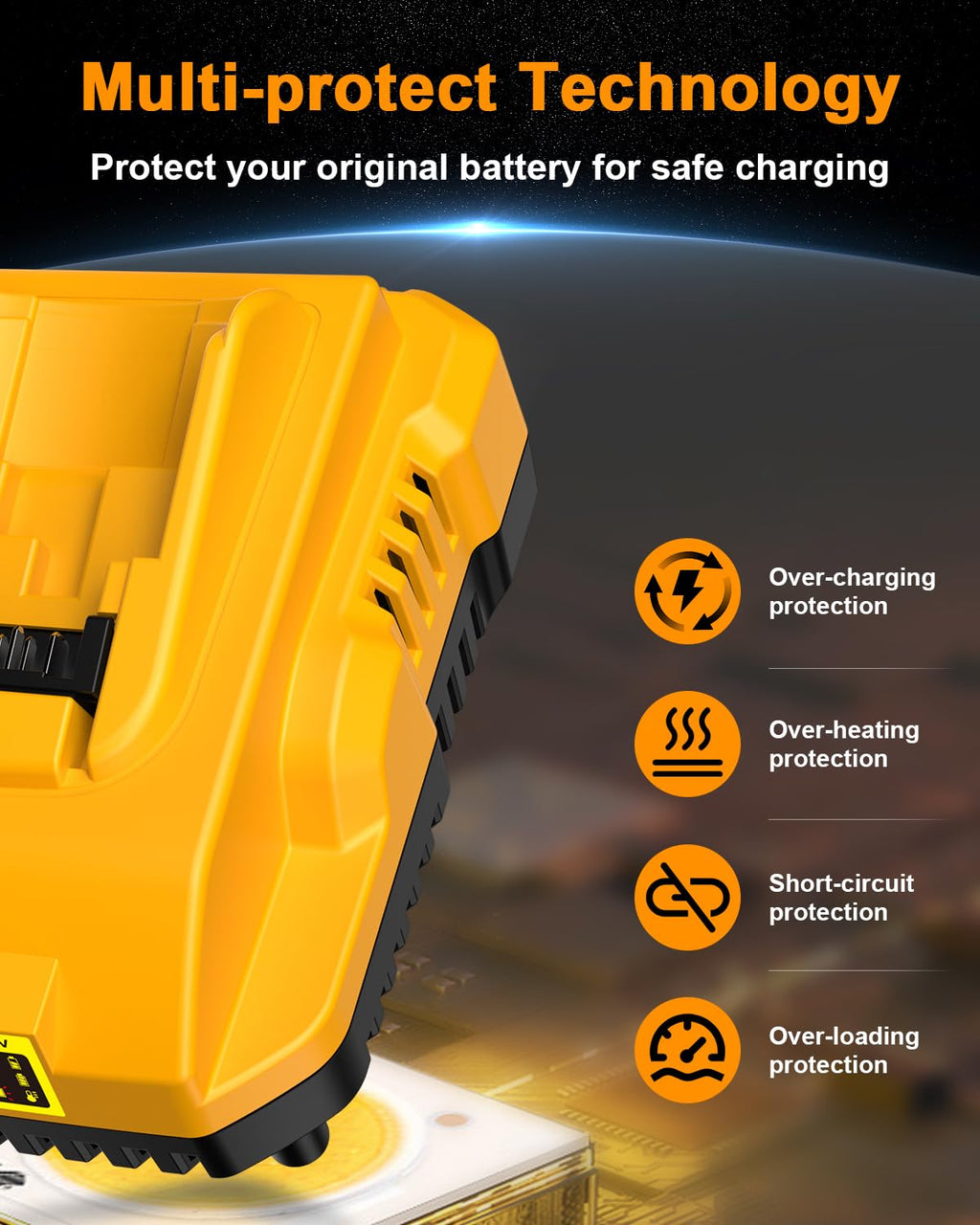 Ruzixt DCB112 Charger Replacement for Dewalt Battery Charger Compatible with Dewalt 12V 20V Max Battery DCB201 DCB204 DCB205 DCB206 DCB120 DCB127 DCB112 DCB115 DCB118 DCB107 DCB105 DCB102 (Yellow)
