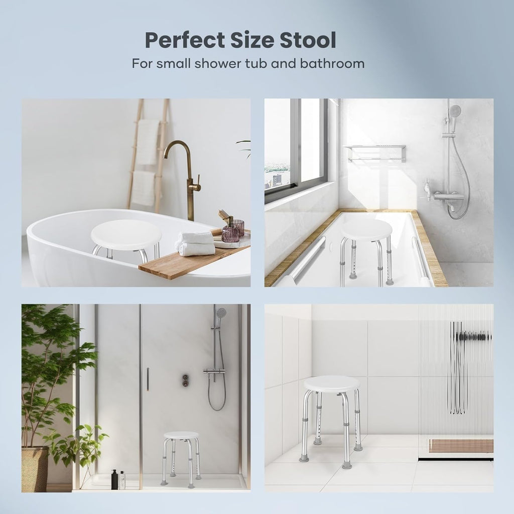Careboda Adjustable Bath Chair for Inside Shower, Shower Stool with Upgraded Aluminium, Tool-Free Assembly, 8 Adjustable Heights for Seniors, Elderly, Pregnant, Handicap & Disabled Gray