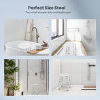 Careboda Adjustable Bath Chair for Inside Shower, Shower Stool with Upgraded Aluminium, Tool-Free Assembly, 8 Adjustable Heights for Seniors, Elderly, Pregnant, Handicap & Disabled Gray