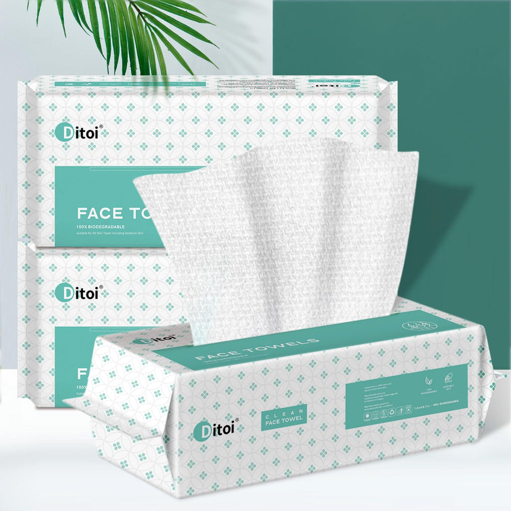 Ditoi Disposable Face Towels,Ultra Soft &Thick Face Dry Wipes for Makeup Removal,Viscose Fiber Facial Cloths for Skincare,Daily Cleansing,120 Count