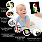 High Contrast Baby Flashcards, Black White Baby Cards with Red Yellow Blue Newborn Toys for Infants Visual Stimulation Brain Sensory Development 20 Pcs 40 Pages 5.7'' x 5.7''(3-6 Months)