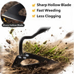 HANGMAICOME Garden Hoe Weeder Removal - Heavy Duty Weed Hoes for Gardening,55" Stand Up Long Handle, Sharp Hollow Blade,Push Pull Hand Weeding Tool for Garden Bed, Yard,Lawn Landscaping